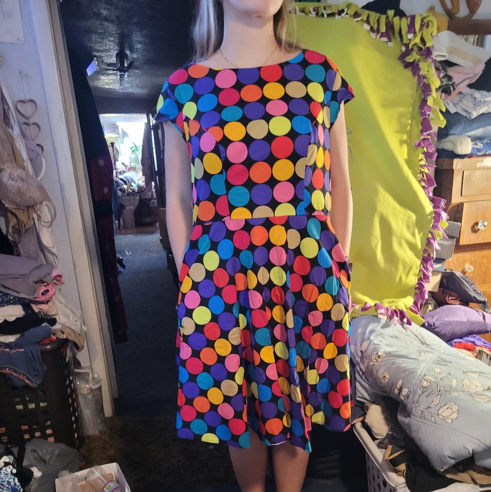 Vibrant Polka Dot Midi Dress